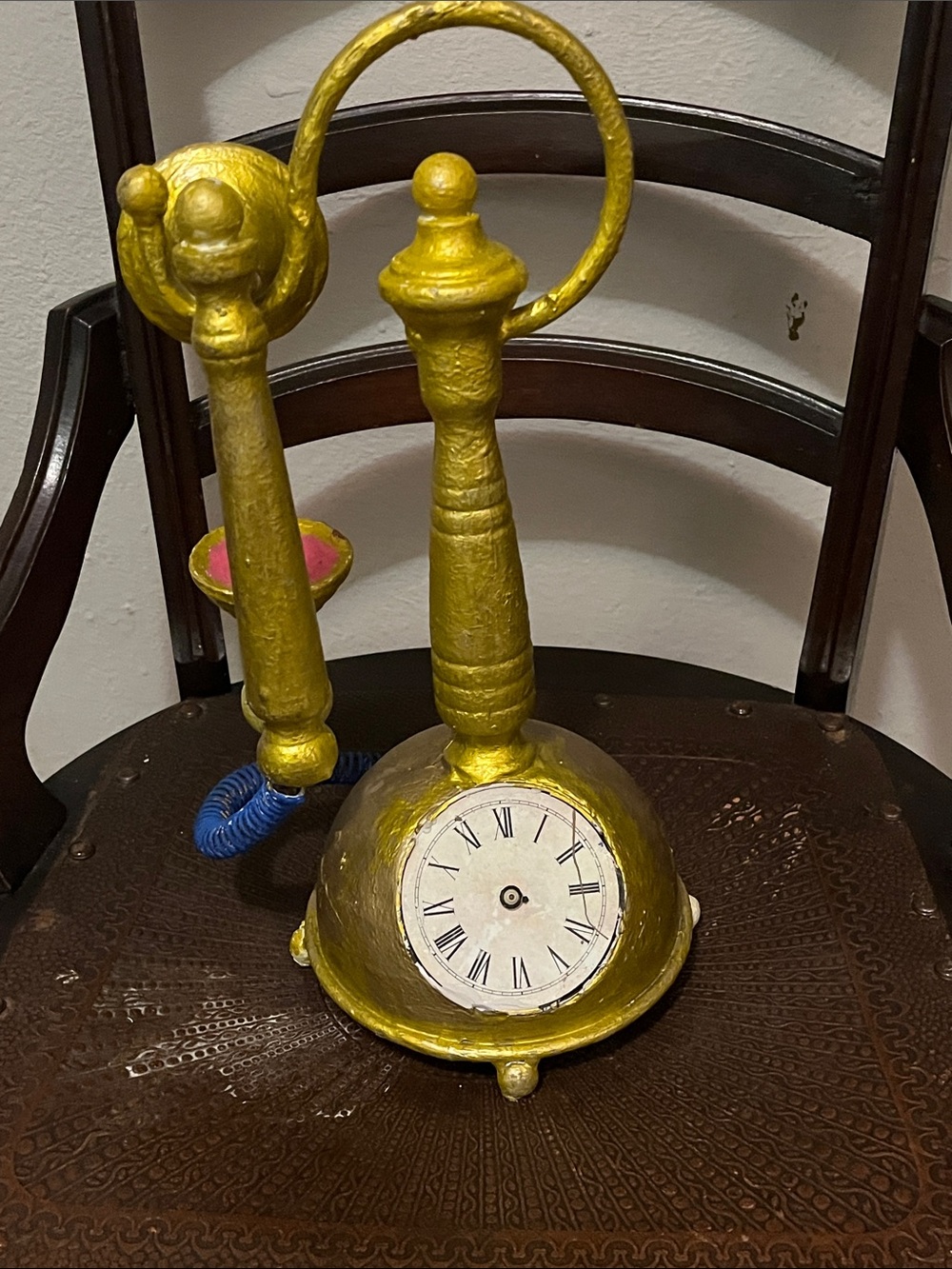 Gold Sculptural Vintage-Style Table Clock - Decorative Home Accent
